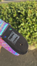 Load and play video in Gallery viewer, Iridescent Mermaid Print W/Rainbow Hardware Handmade Guitar Strap
