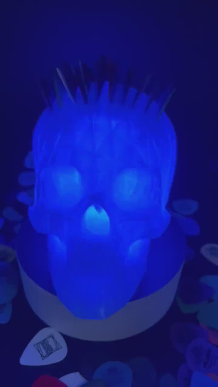 Giant Smart RGB Skull Pick Holder - Night Light- Clear