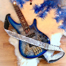 Load image into Gallery viewer, Sparkly Silver and White Flip Sequins Guitar Strap
