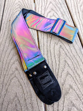 Load image into Gallery viewer, Reflective Holographic Gray w/ Black Hardware Guitar Strap
