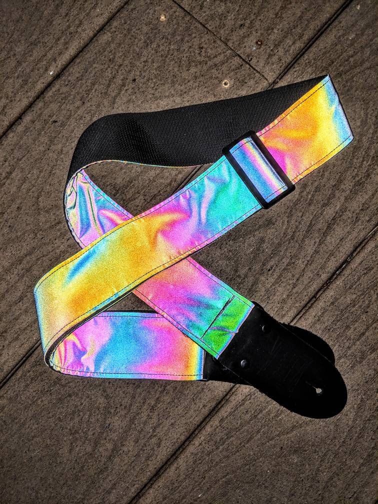 Reflective Holographic Gray w/ Black Hardware Guitar Strap