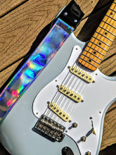 Load image into Gallery viewer, Holographic Rainbow Silver Guitar Strap
