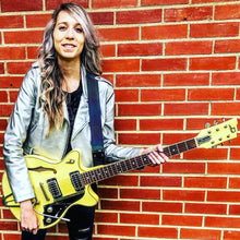 Load image into Gallery viewer, Reflective Holographic Gray w/ Black Hardware Guitar Strap
