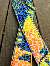 Load image into Gallery viewer, Holographic Cheetah Print Rainbow Guitar Strap
