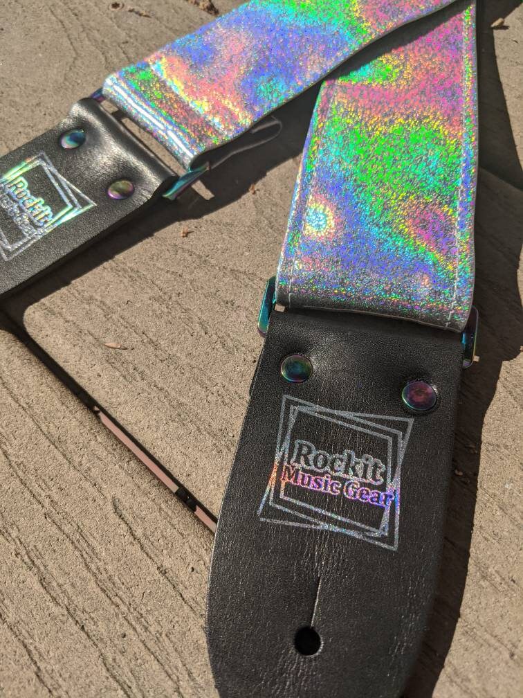 Holographic Glitter w/ Rainbow Hardware Guitar Strap