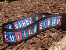 Load image into Gallery viewer, Red White and Blue Slushy Strap on Black Left Handed &quot;Guitar Strap&quot; Strap
