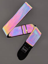Load image into Gallery viewer, Reflective Holographic Gray w/ Rainbow Hardware Guitar Strap
