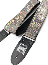 Load image into Gallery viewer, Smoke Gray Holographic Gator Vinyl Guitar Strap
