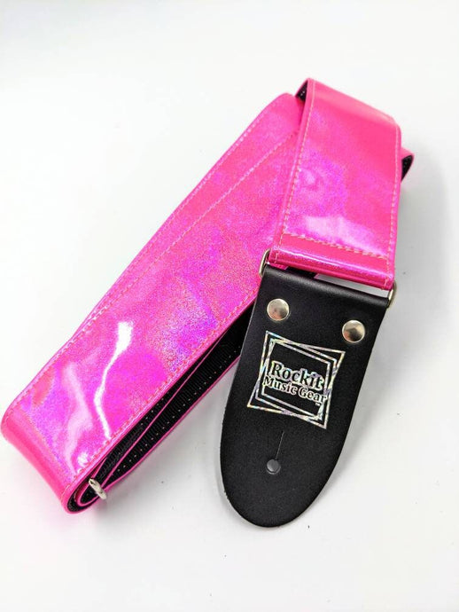 Pink Holographic Glitter Guitar Strap