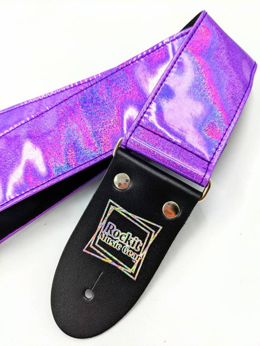 Purple Holographic Glitter Guitar Strap
