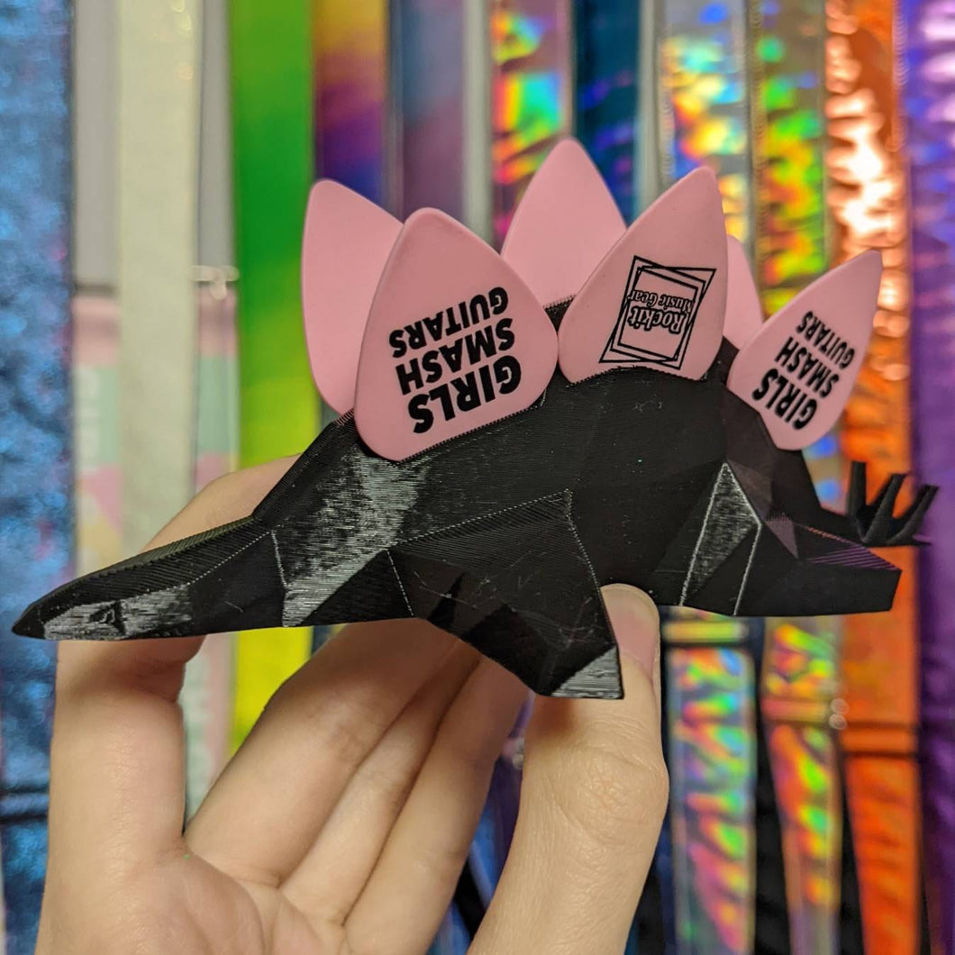 3D Printed Stegosaurus Guitar Pick Holder Black