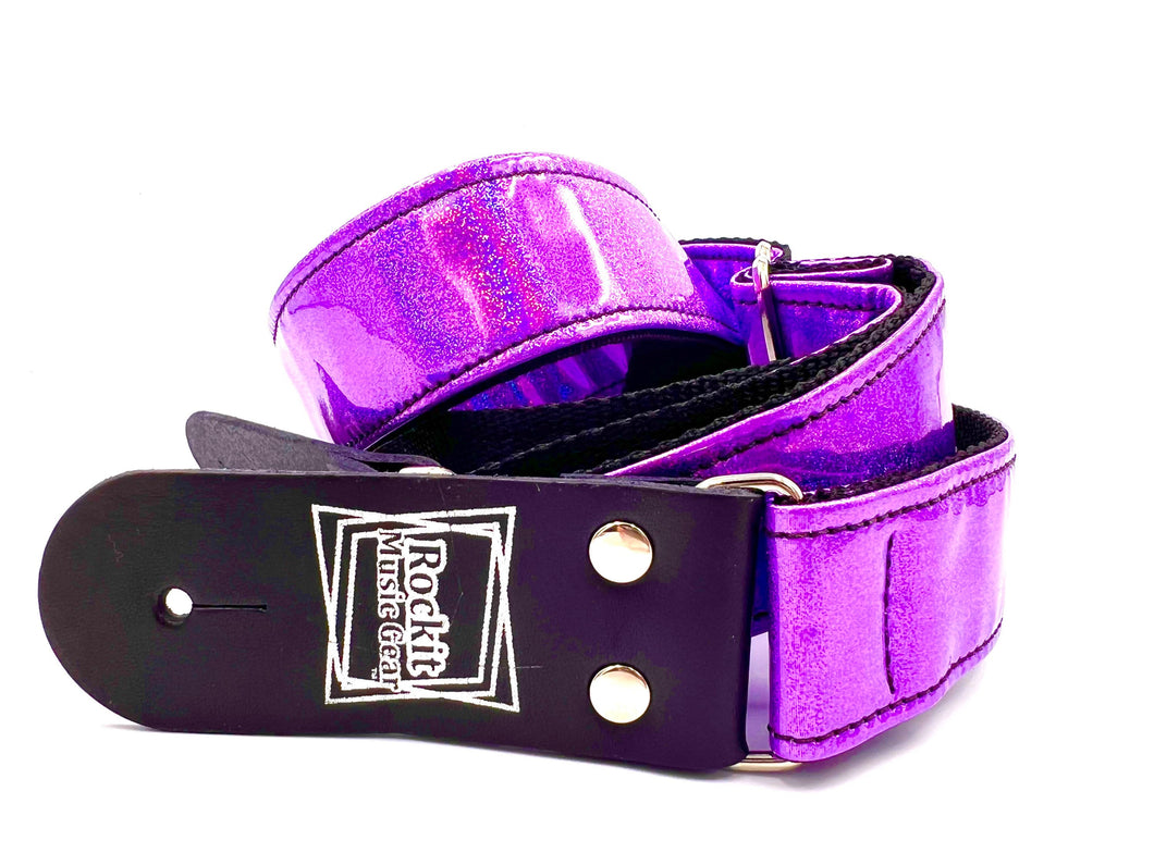 Purple Holographic Glitter Guitar or Ukulele 1.5” Strap