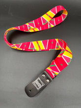 Load image into Gallery viewer, 80&#39;s Neon Pink Print Handmade 1.5 inch Guitar Strap or Ukulele Strap

