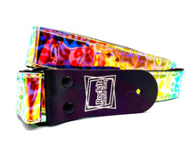 Load image into Gallery viewer, Holographic Cheetah Print Rainbow 1.5” Ukulele or Guitar Strap
