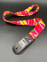 Load image into Gallery viewer, 80&#39;s Neon Pink Print Handmade 1.5 inch Guitar Strap or Ukulele Strap
