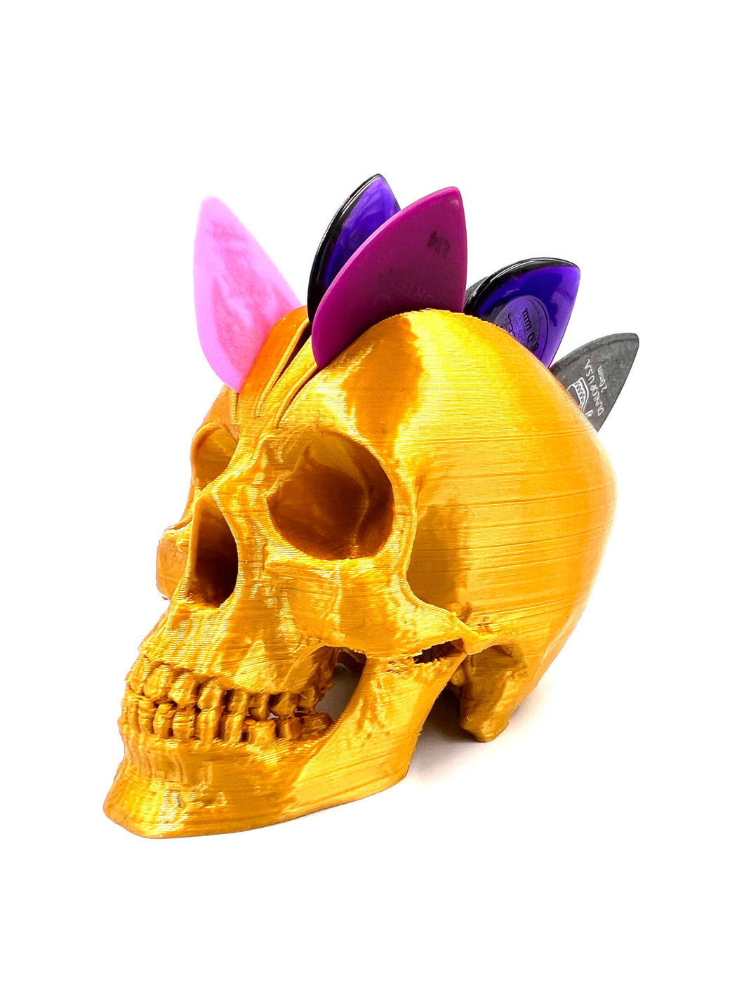 Gold Mohawk Skull Pick Holder V2 (Holds Large picks .60 to 3mm Picks) Pick your Color!