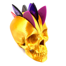 Load image into Gallery viewer, Gold Mohawk Skull Pick Holder V2 (Holds Large picks .60 to 3mm Picks) Pick your Color!
