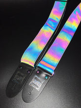 Load image into Gallery viewer, Reflective Holographic Gray Shatter w/ Rainbow Hardware Guitar Strap
