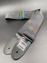 Load image into Gallery viewer, Reflective Holographic Gray Shatter w/ Rainbow Hardware Guitar Strap
