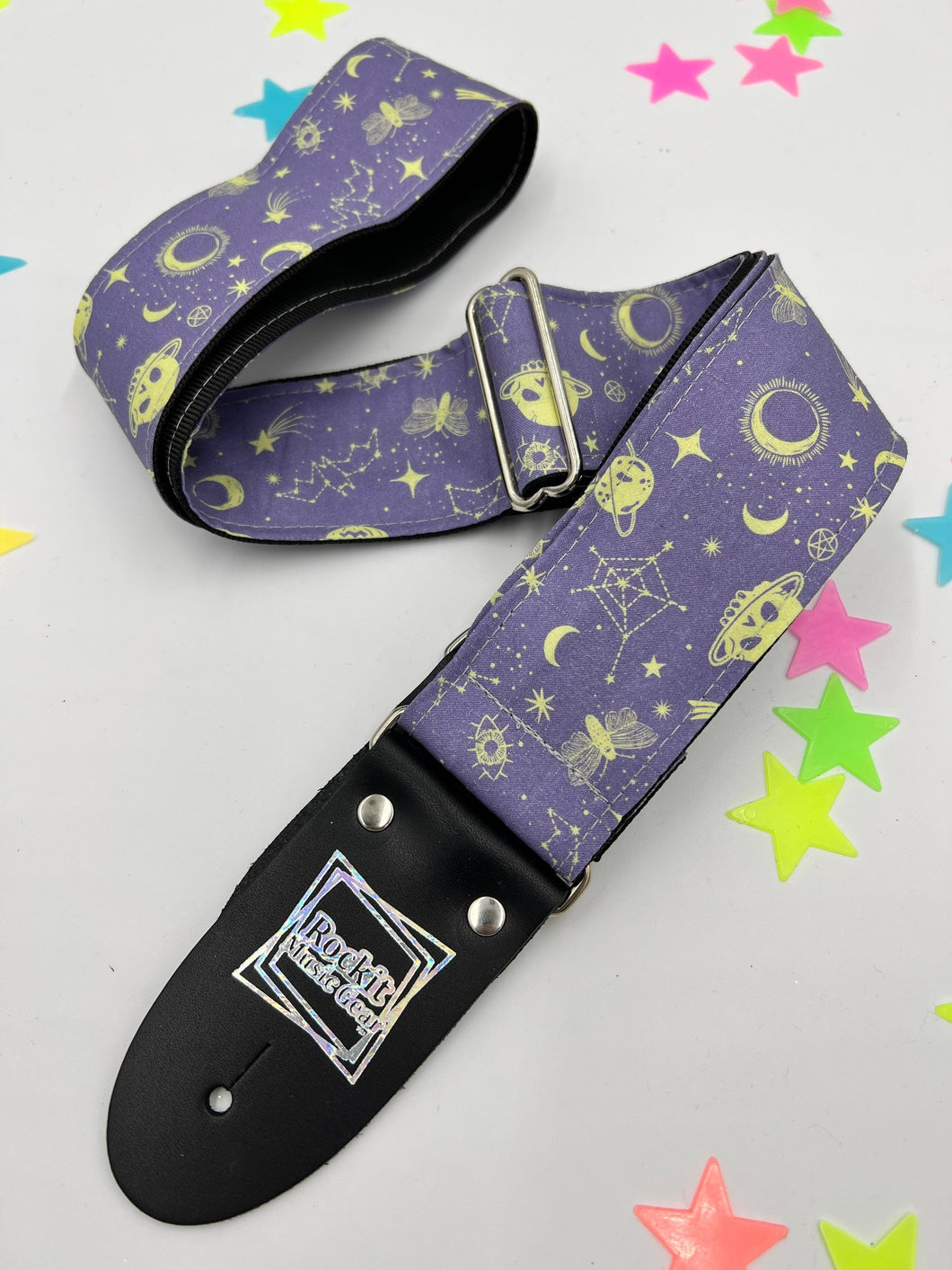 Halloween in Space Lavender Handmade Guitar Strap