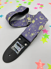 Load image into Gallery viewer, Halloween in Space Lavender Handmade Guitar Strap

