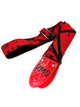 Load image into Gallery viewer, Red and Black Stripes Woven Vegan Guitar Strap
