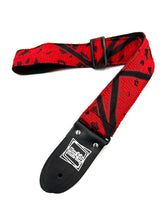 Load image into Gallery viewer, Red and Black Stripes Woven Guitar Strap
