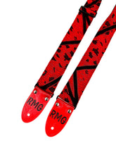Load image into Gallery viewer, Red and Black Stripes Woven Vegan Guitar Strap
