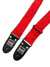 Load image into Gallery viewer, Matte Red and Black Stripes Premium Guitar Strap
