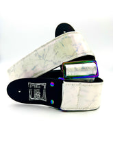 Load image into Gallery viewer, White Holographic Marble Guitar Strap W/Rainbow Hardware Limited Edition
