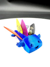 Load image into Gallery viewer, Mini Axolotl Pick Holder (Holds .60mm-1.4mm picks) Dark Blue Silk
