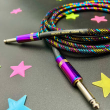 Load image into Gallery viewer, Black Rainbow Guitar Cable W/ Rainbow Jacks
