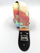 Load image into Gallery viewer, Pink and Lemonade Iridescent Chrome Guitar Strap
