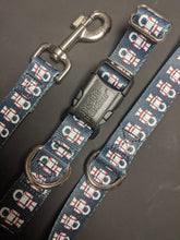 Load image into Gallery viewer, 8Bit Space Man Collar or Leash 1 inch wide 6 feet Long with D ring Clip
