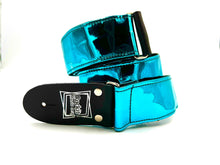 Load image into Gallery viewer, Teal Blue Chrome Guitar Strap

