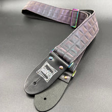 Load image into Gallery viewer, Reflective Holographic Gray Lattice w/ Rainbow Hardware Padded Guitar Strap
