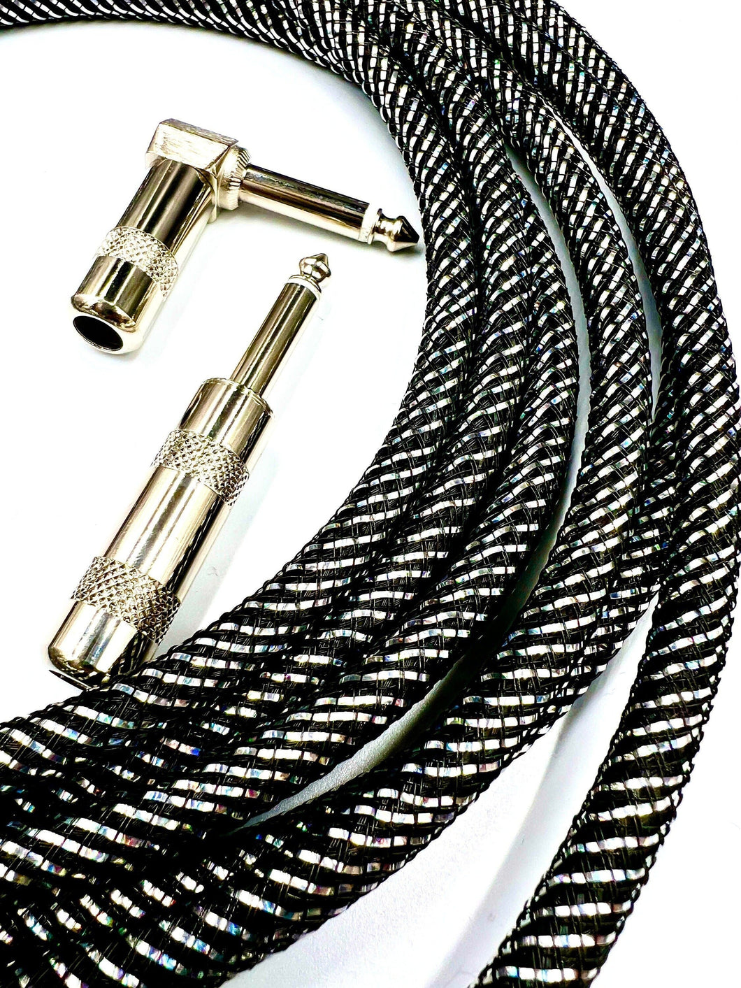 Pre-Order Black/Silver Holographic Cable Straight or Right-Angle (your choice)