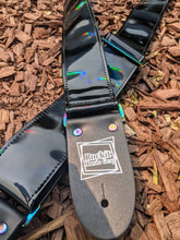 Load image into Gallery viewer, Holographic Black Rainbow Chrome Guitar Strap
