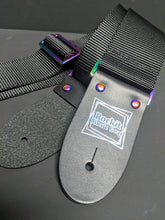 Load image into Gallery viewer, Black With Rainbow Chrome Hardware Rockit Music Gear Guitar Strap
