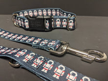 Load image into Gallery viewer, 8Bit Space Man Collar or Leash 1 inch wide 6 feet Long with D ring Clip
