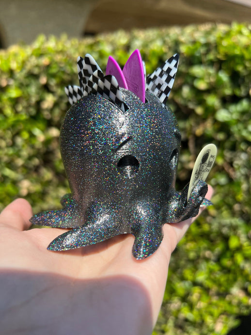 Holographic Glitter Black Rocktopus Guitar Pick Holder V3 3D Printed