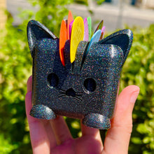 Load image into Gallery viewer, Holographic Glitter Black Cat Guitar Pick Holder V3 3D Printed
