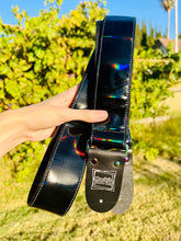 Load image into Gallery viewer, Holographic Black w/ Rainbow Chrome Guitar Strap
