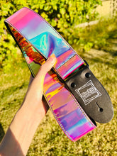 Load image into Gallery viewer, Fall Iridescent Sunset Chrome Guitar Strap
