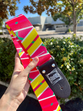 Load image into Gallery viewer, 80&#39;s Neon Pink Print Handmade Guitar Strap

