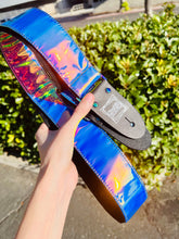 Load image into Gallery viewer, Iridescent Chrome w/ Rainbow Hardware Guitar Strap
