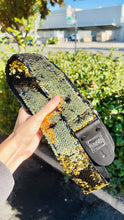 Load image into Gallery viewer, Sparkly Gold and Black Flip Sequins Guitar Strap
