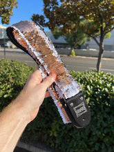 Load image into Gallery viewer, Sparkle Rose Gold and White Handmade Guitar Strap
