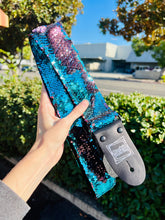 Load image into Gallery viewer, Light Pink and Light Blue Flip Sequin Guitar Strap
